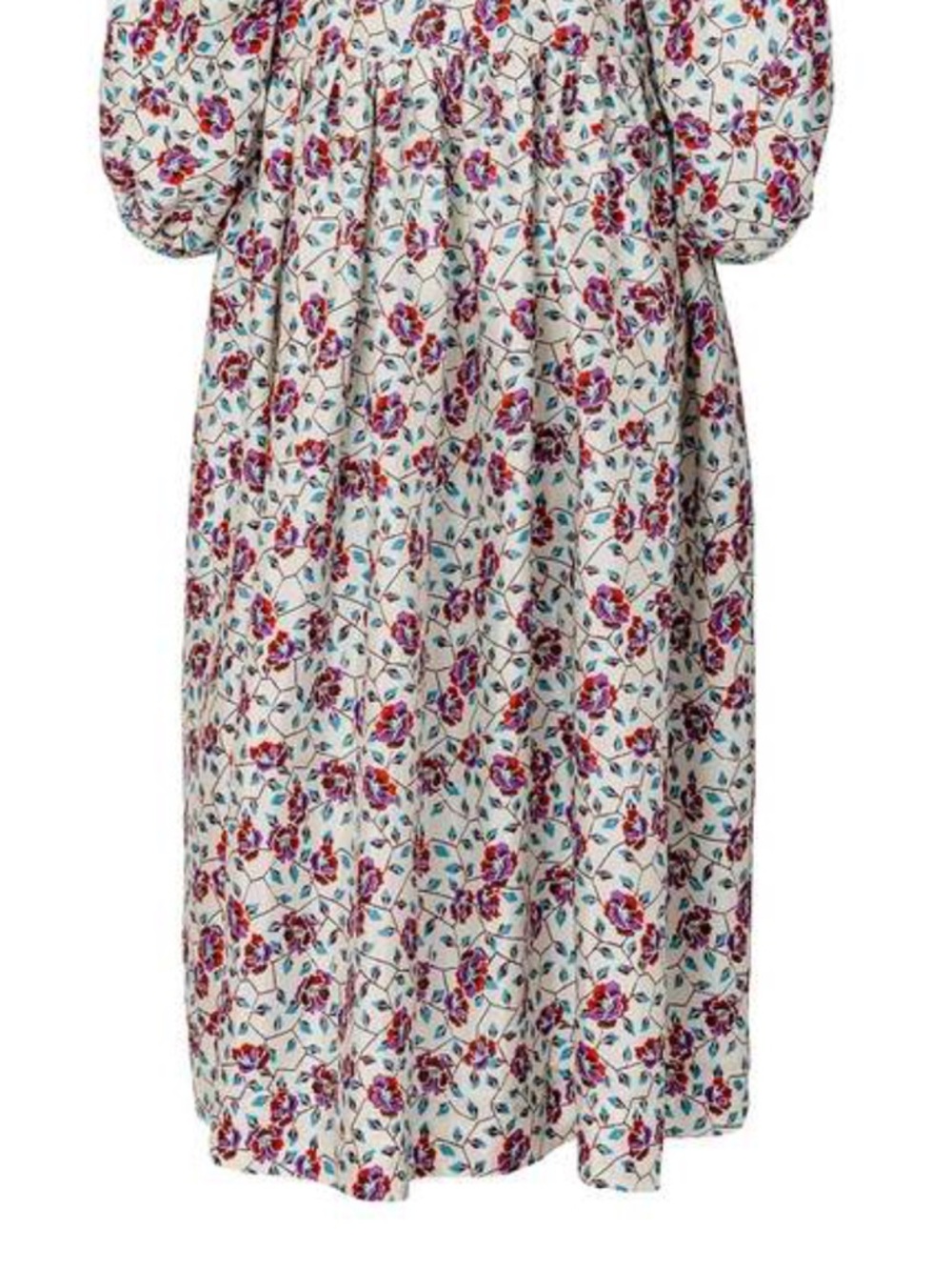 Alix of Bohemia Saranna Hand-Printed Silk Floral Maxi Dress in Rosebud Size XS - Picture 12 of 15